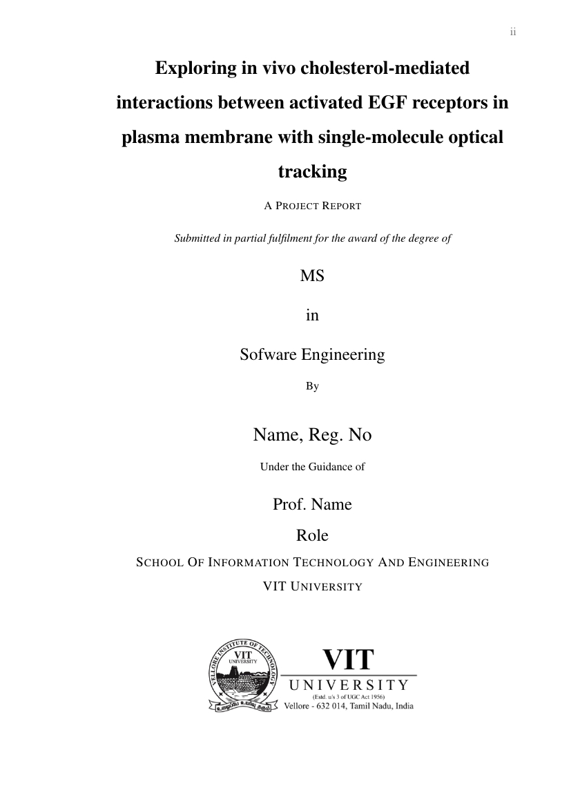 Vit – Template For Vit Project Report Template For Technical Report Template Latex