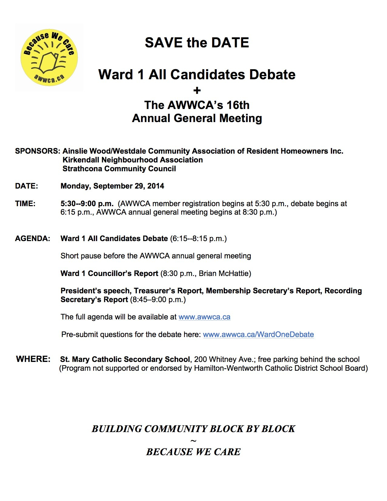 Ward 1 All Candidates Debate + The Awwca's 16Th Annual Intended For Treasurer's Report Agm Template