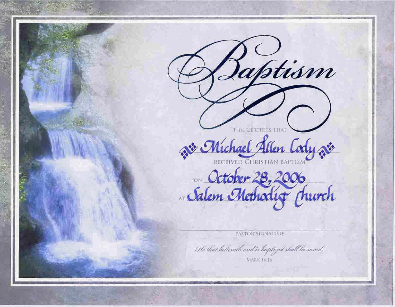 Water Baptism Certificate Templateencephaloscom For Baptism Certificate Template Download