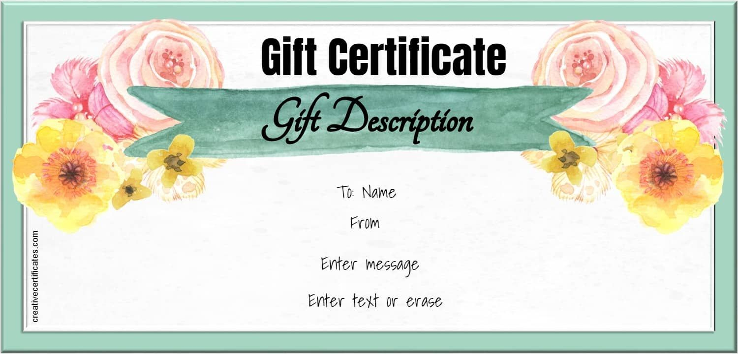 Watercolor Gift Certificate Template | Free Gift Certificate Inside Company Gift Certificate Template