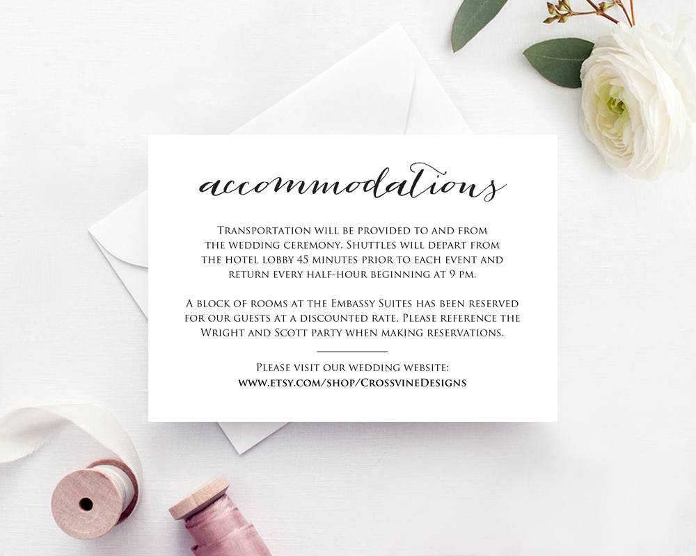 Wedding Accommodations Card Insert Throughout Wedding Hotel Information Card Template