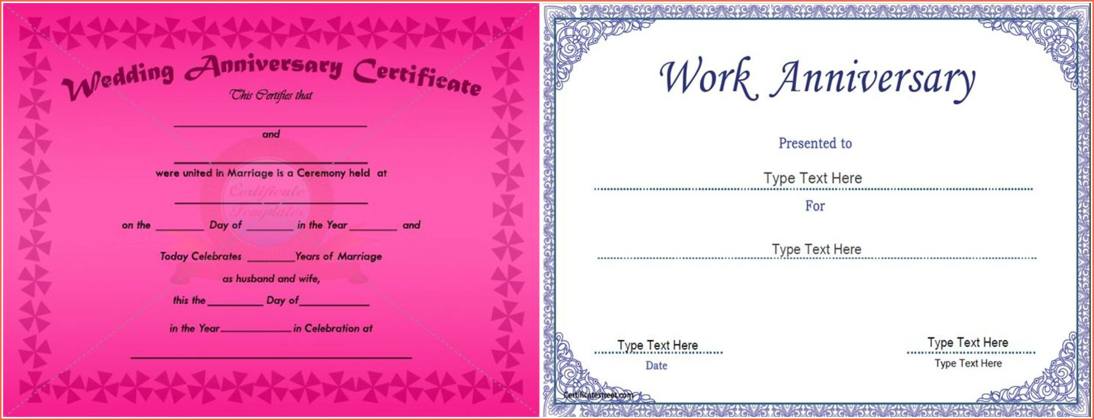 Wedding Anniversary Certificate Template Free With 25Th Gift Regarding Anniversary Certificate Template Free
