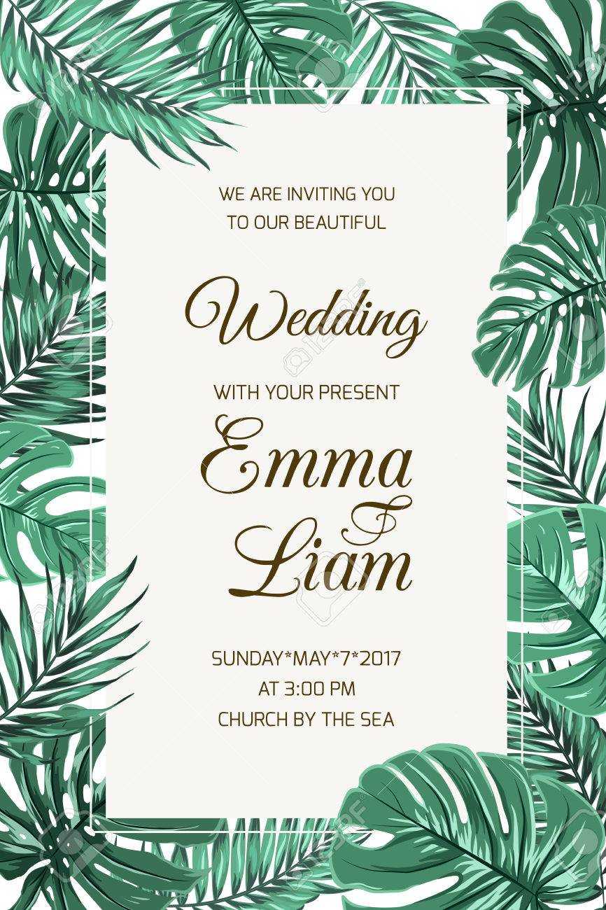 Wedding Event Invitation Card Template. Exotic Tropical Jungle.. Regarding Event Invitation Card Template