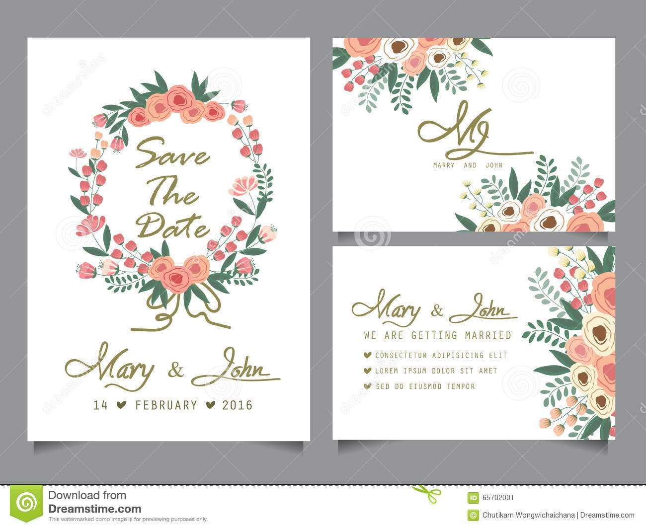 Wedding Invitation Card Template Stock Vector – Illustration Inside Anniversary Card Template Word