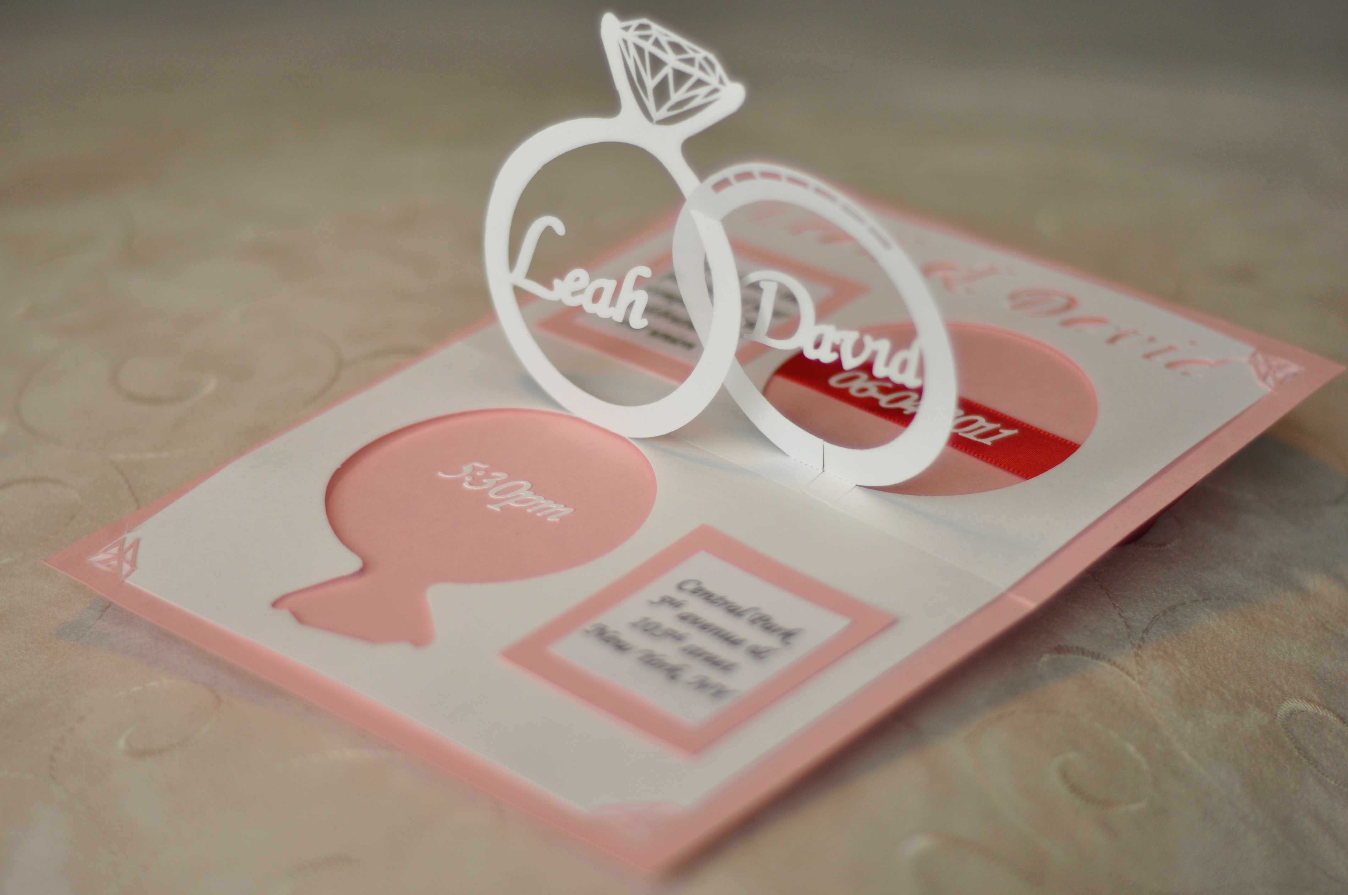 Wedding Invitation Linked Rings Pop Up Card Template Throughout Wedding Pop Up Card Template Free