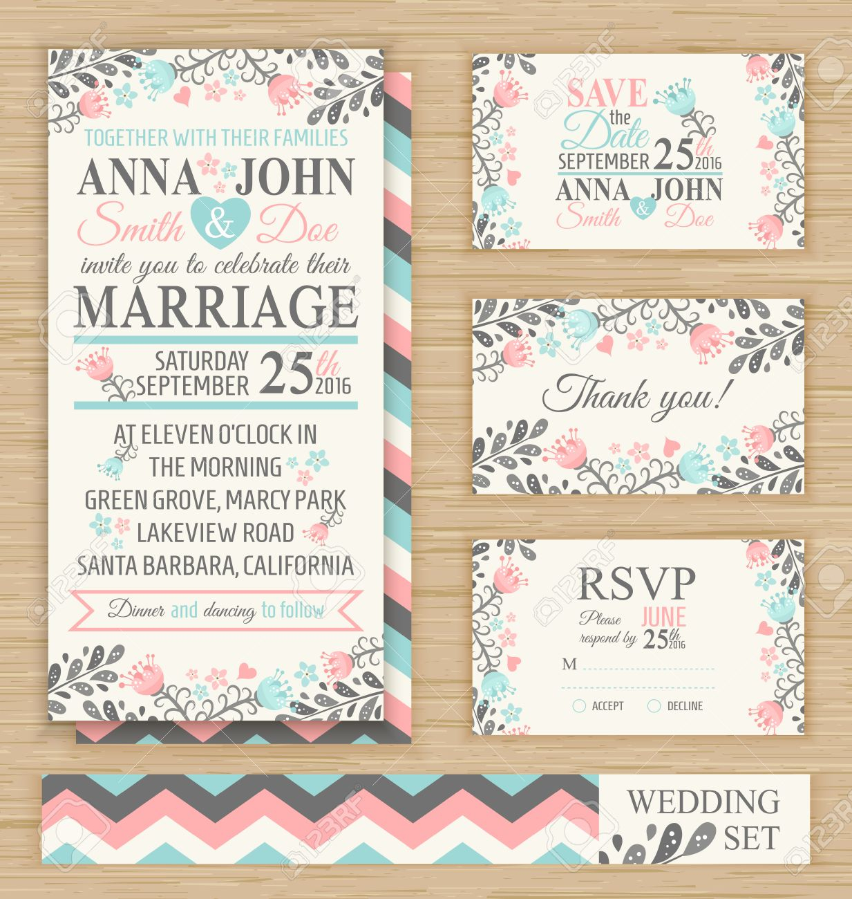 Wedding Invitation Template, Thank You Card, Save The Date, Rsvp.. For Template For Rsvp Cards For Wedding