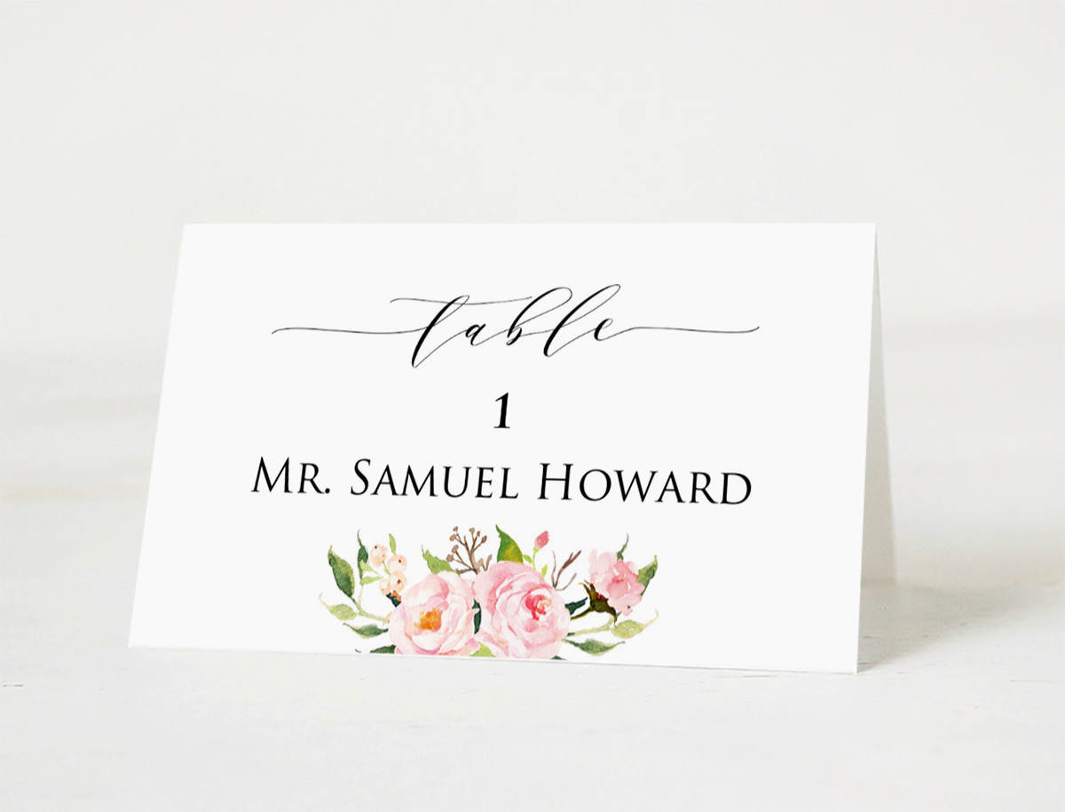 Wedding Place Cards Template, Printable Head Table Place Card, Elegant  Peony Printable, Floral Wedding Table Number Name, Download Pdf #104 With Table Place Card Template Free Download