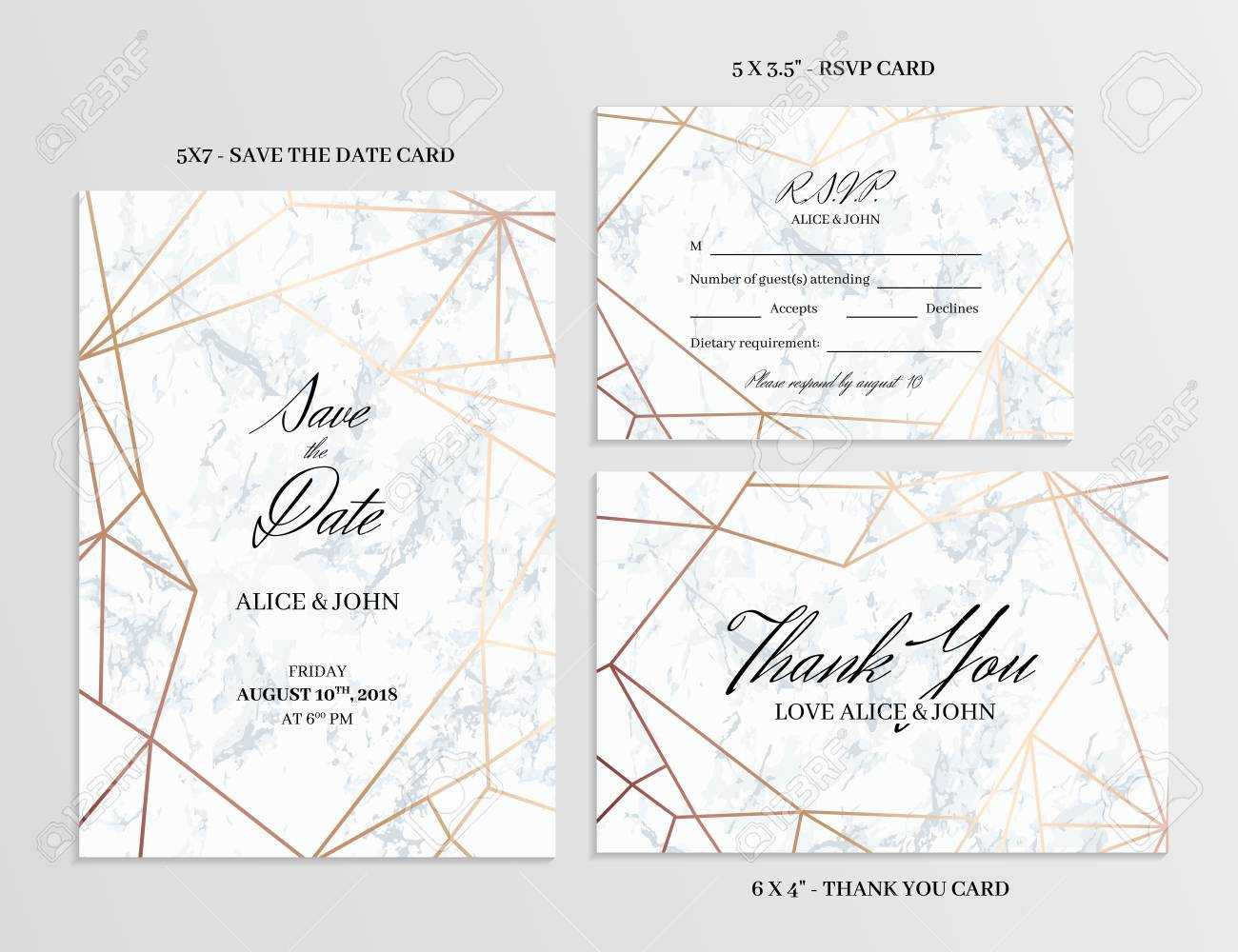 Wedding Set. Save The Date, Thank You And R.s.v.p. Cards Template.. Intended For Free Printable Wedding Rsvp Card Templates