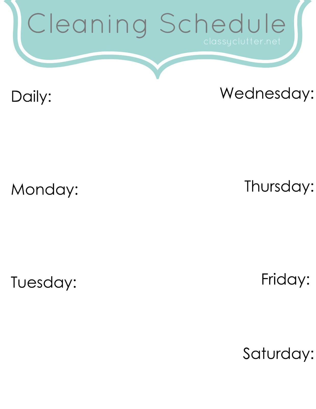 Weekly Cleaning Schedule: Improve Your Cleaning Habits Within Blank Cleaning Schedule Template