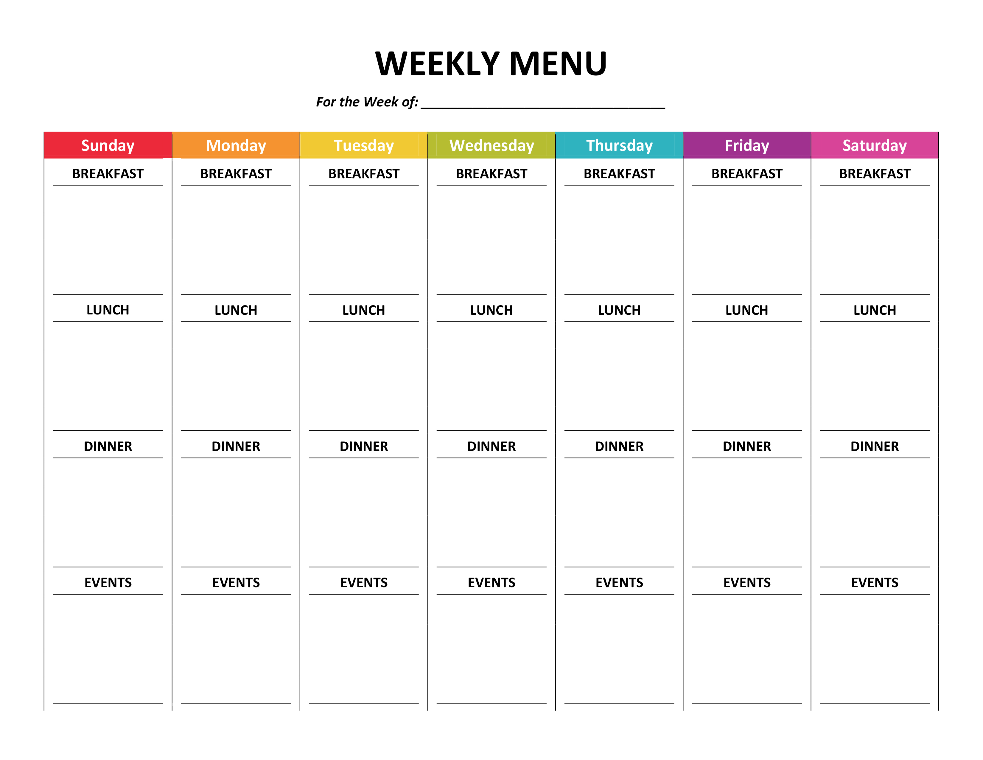 Weekly Meal Plan For The Family – Printable! | Myhappylittlelife Pertaining To Weekly Meal Planner Template Word