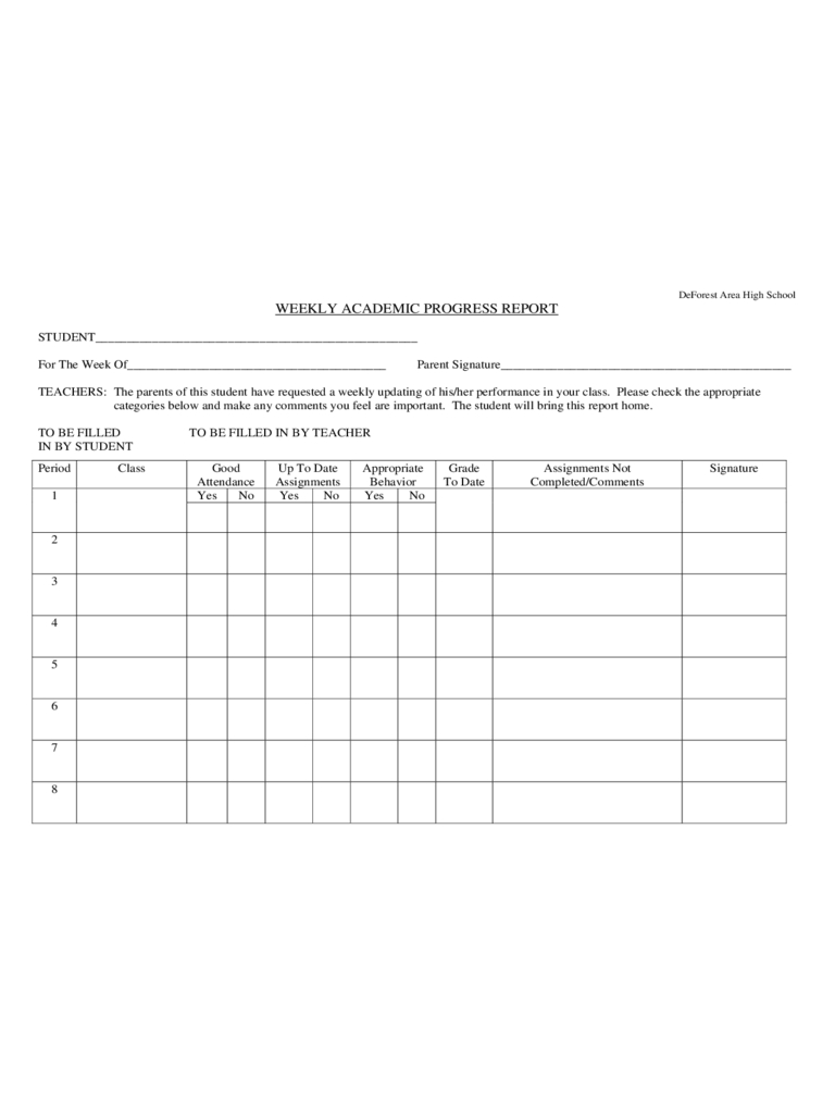 Weekly Progress Report Template – 3 Free Templates In Pdf For High School Progress Report Template