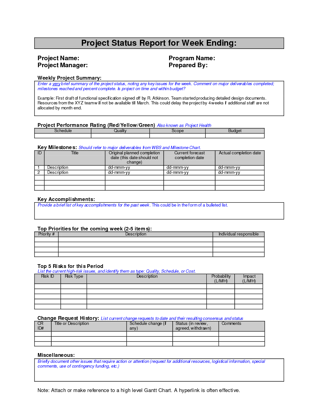 Weekly Project Status Report Sample – Google Search For Engineering Progress Report Template