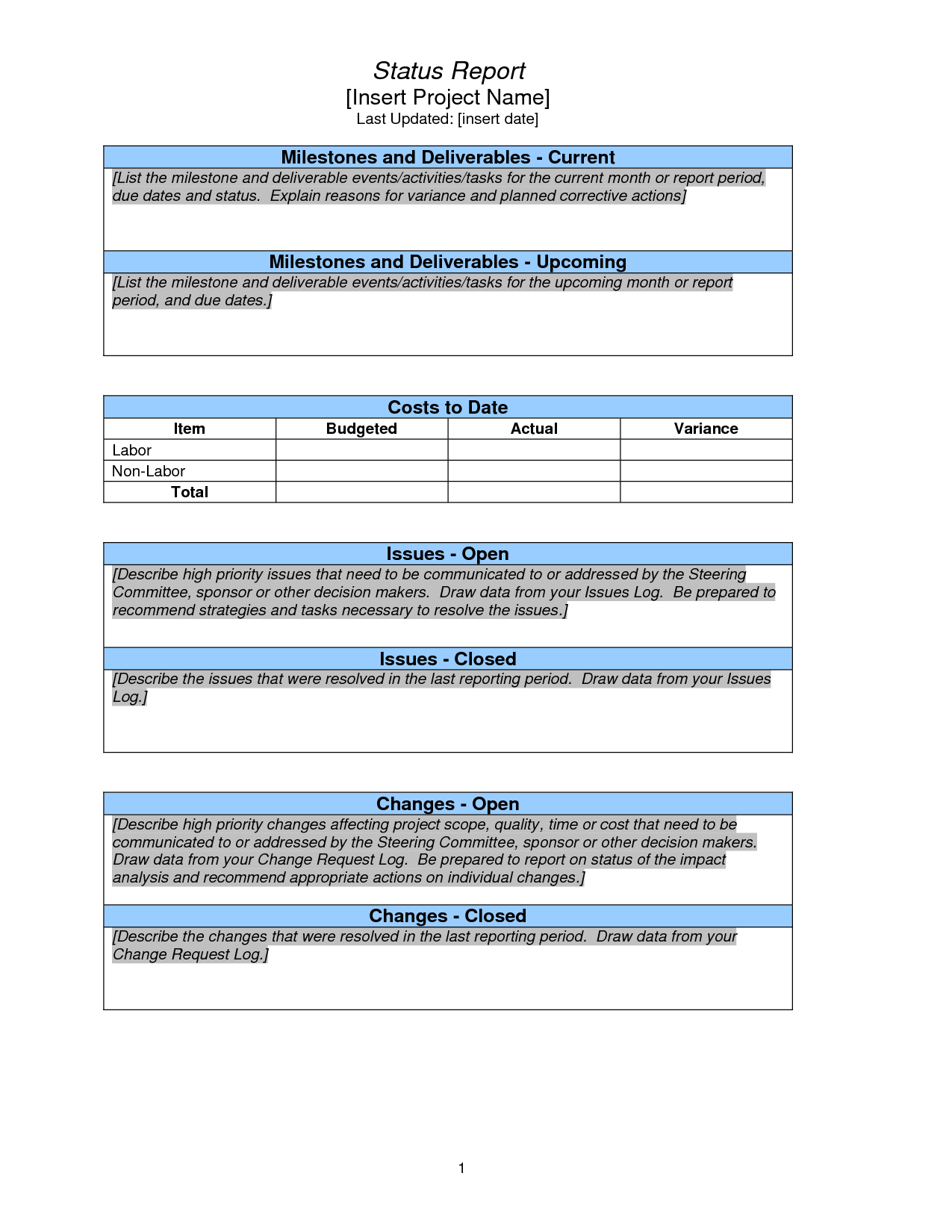 Weekly Project Status Report Sample – Google Search Inside Project Manager Status Report Template