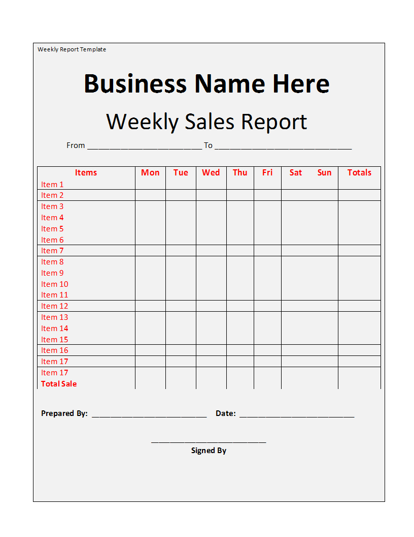 Weekly Report Template With Marketing Weekly Report Template