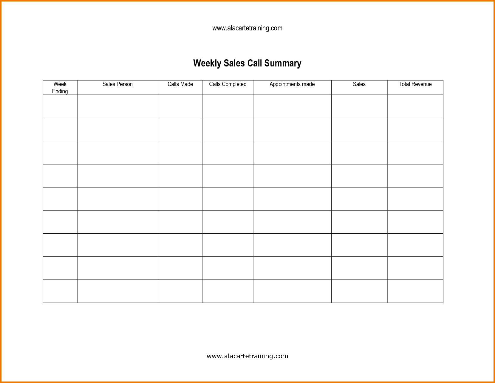 Weekly Sales Call Report Template For Sales Call Report Template Free