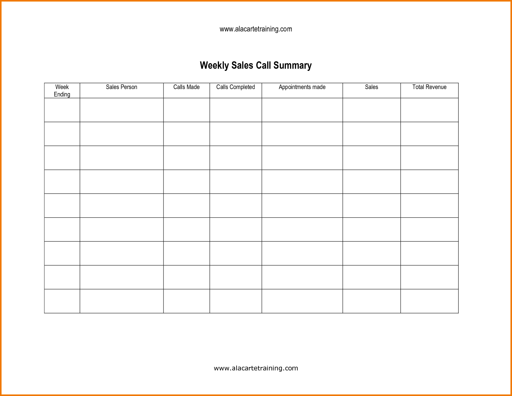 Weekly Sales Call Report Template For Sales Call Report Template