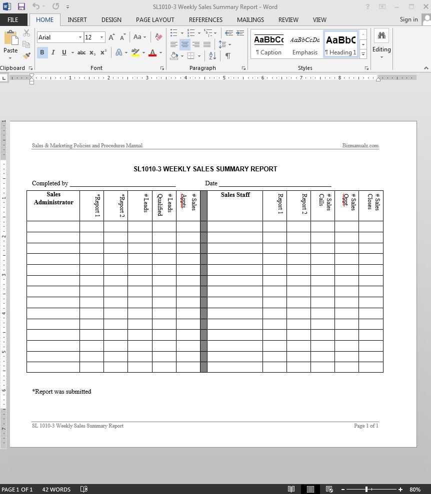 Weekly Sales Summary Report Template | Sl1010 3 Regarding Sales Trip Report Template Word