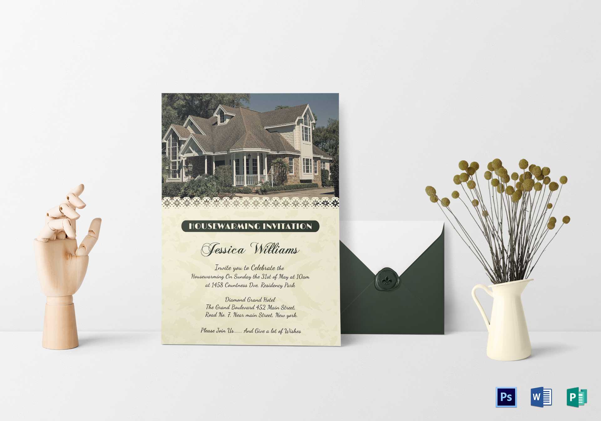 Welcoming Housewarming Invitation Card Template With Regard To Free Housewarming Invitation Card Template