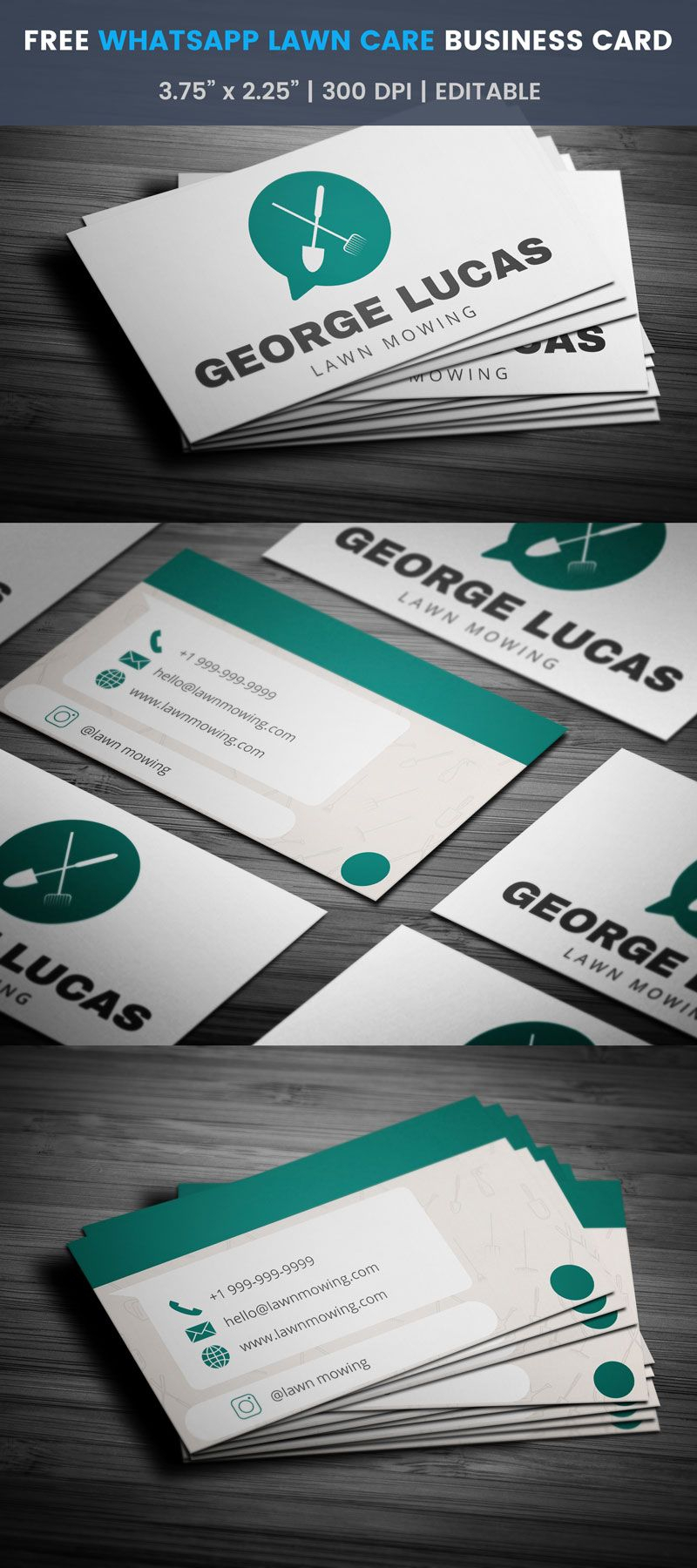 Whatsapp Themed Lawn Care Business Card – Full Preview Within Lawn Care Business Cards Templates Free