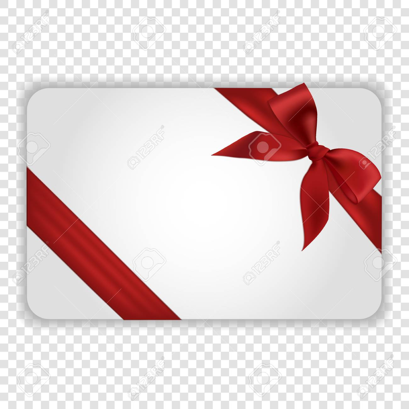 White Blank Gift Card Template With Red Ribbon And A Bow. Vector.. With Present Card Template