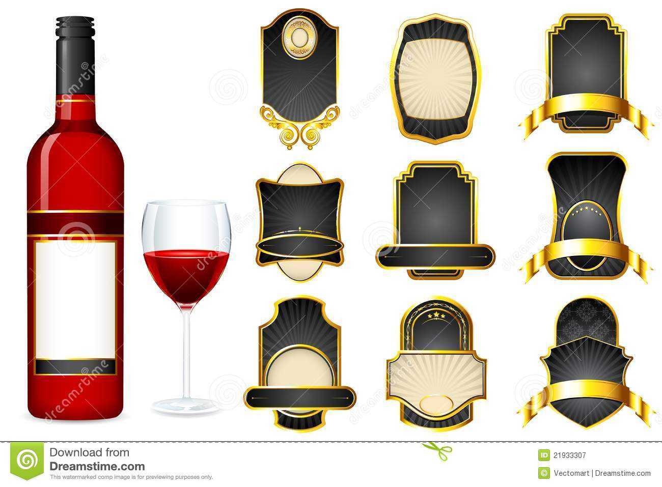 Wine Bottle With Different Blank Label Stock Illustration Within Blank Wine Label Template