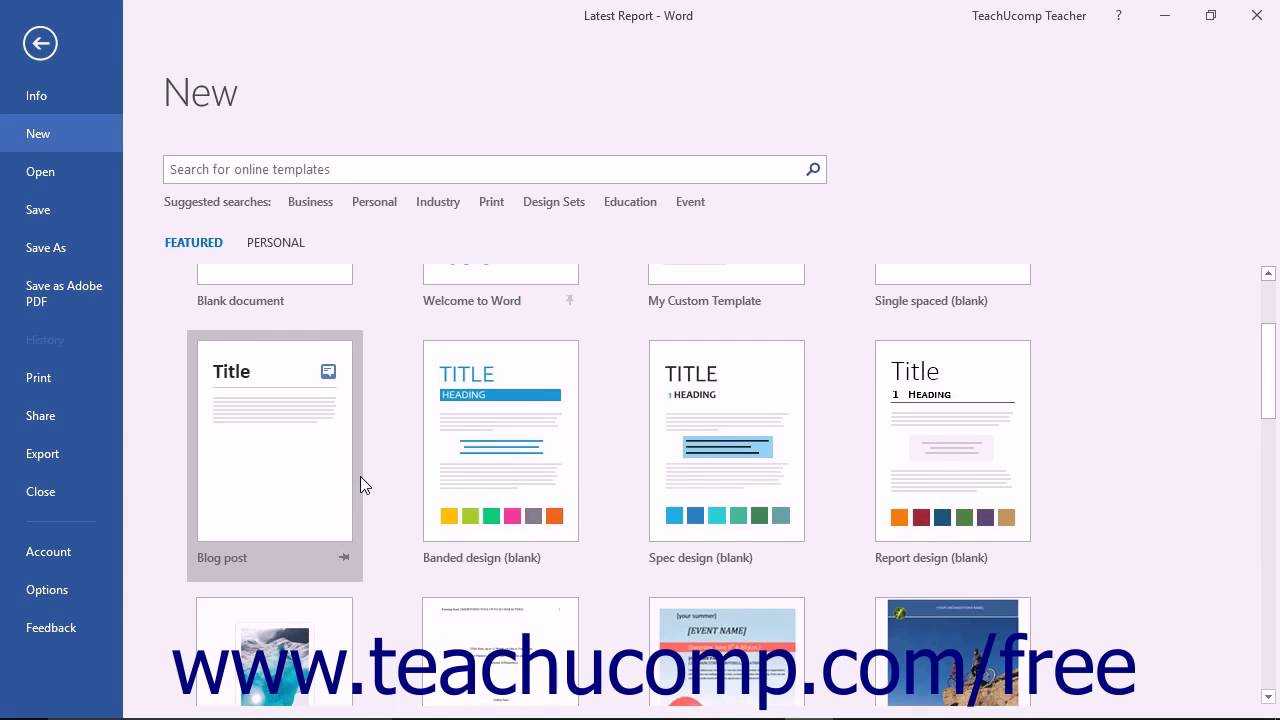 Word 2016 Tutorial Using Templates Microsoft Training For How To Insert Template In Word