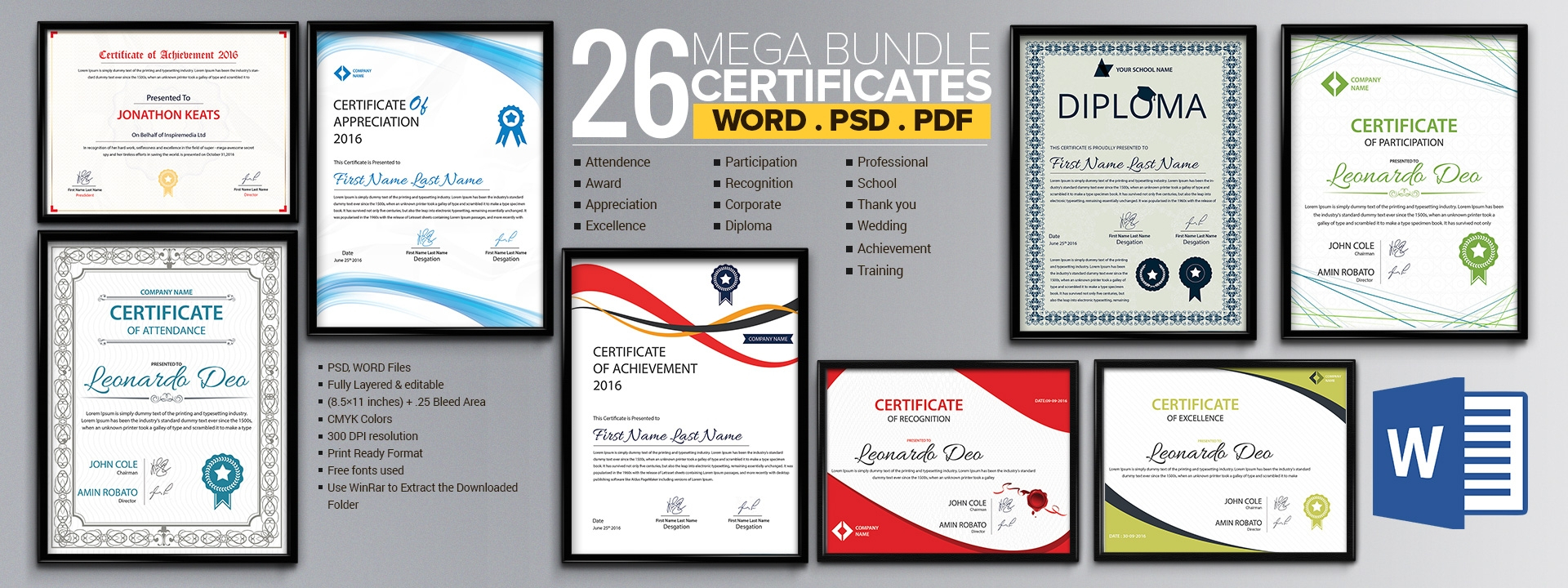 Word Certificate Template – 53+ Free Download Samples For Attendance Certificate Template Word