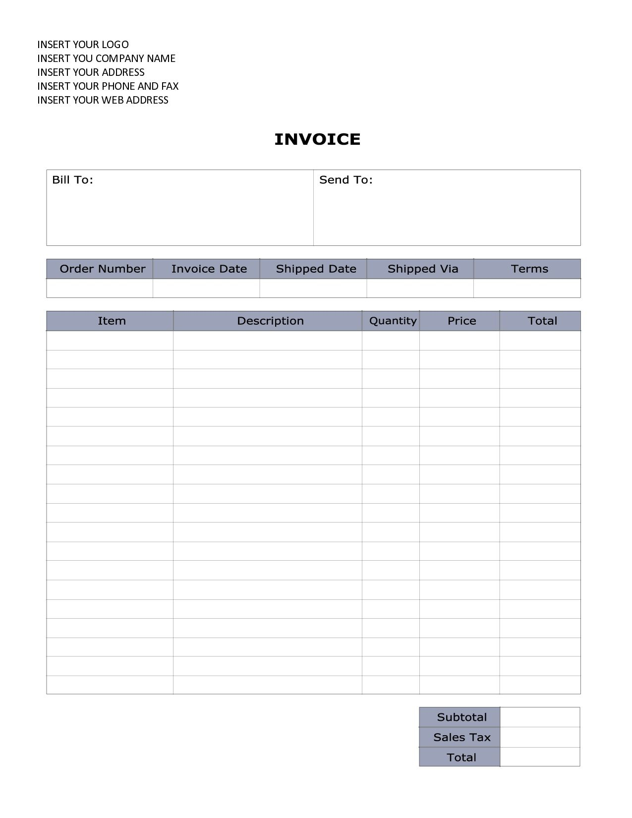 Word Document Invoice Template Sales Invoice Sample Word In Free Invoice Template Word Mac