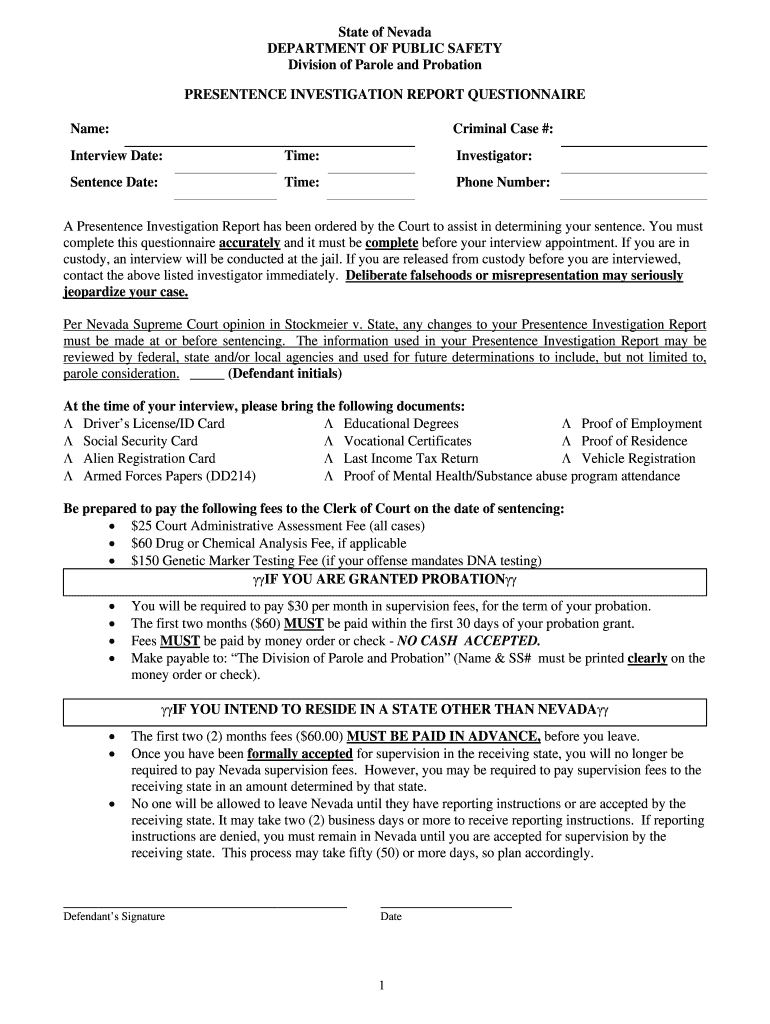 Worksheet For Pre Sentence Report – Fill Online, Printable In Presentence Investigation Report Template