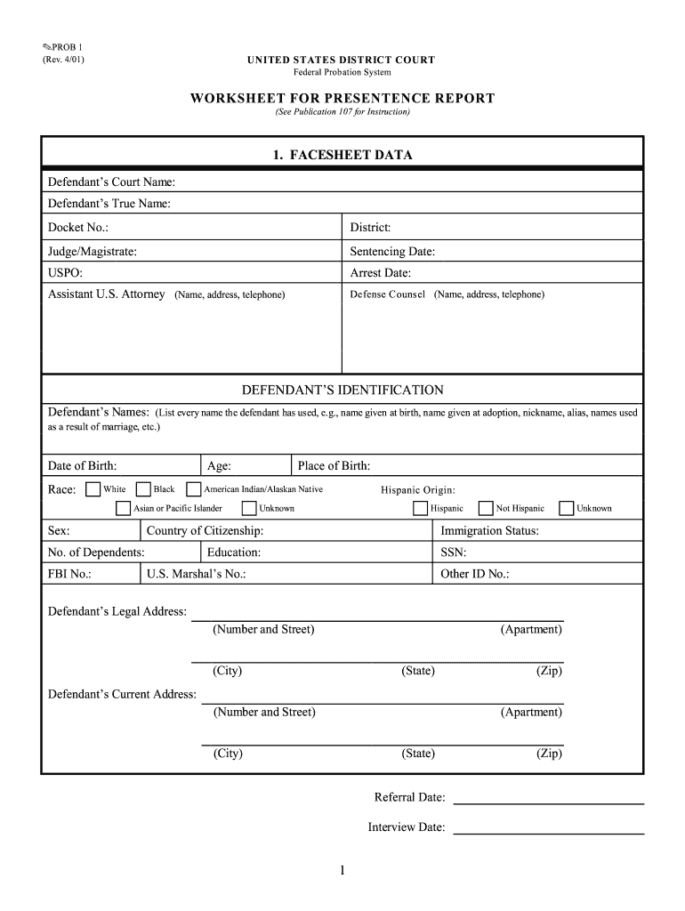 Worksheet For Pre Sentence Report - Fill Online, Printable Pertaining To Presentence Investigation Report Template