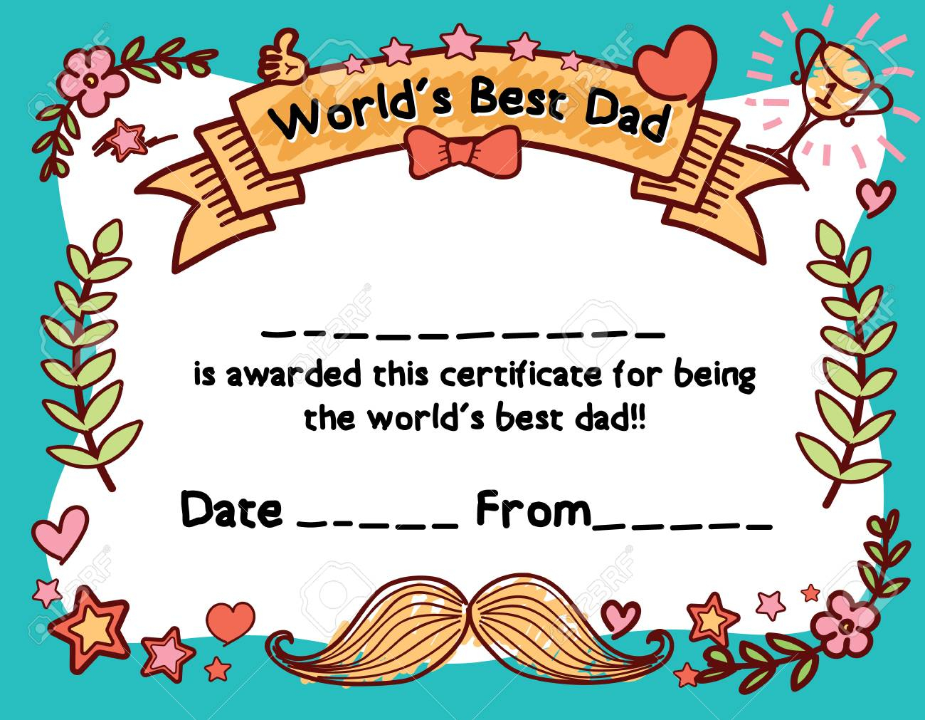 World's Best Dad Award Certificate Template For Father's Day Inside Player Of The Day Certificate Template