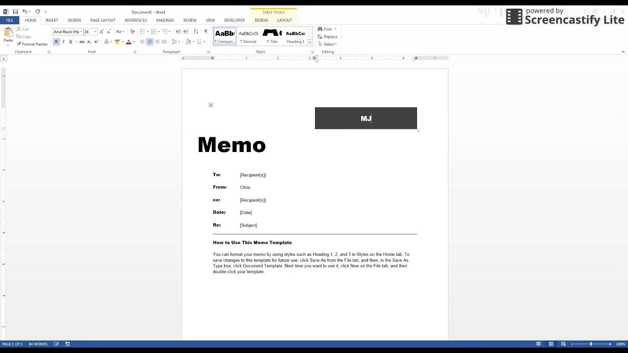 Write A Memo Using Word's Template For Memo Template Word 2013