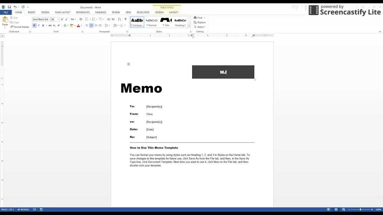 Write A Memo Using Word's Template For Memo Template Word 2013