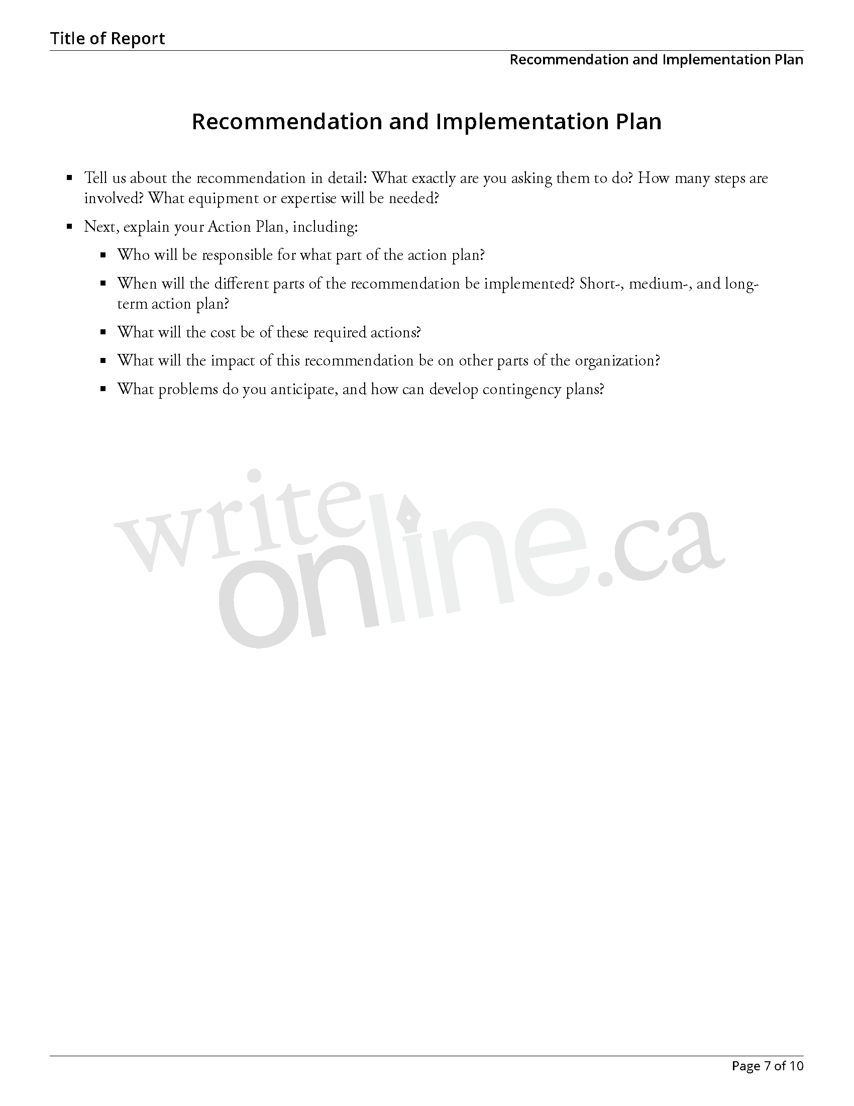 Write Online: Case Study Report Writing Guide – Resources In Section 7 Report Template