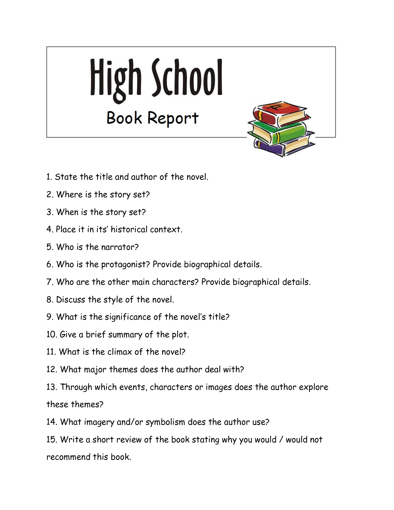 Writing A High School Book Report – How To Write A Book Throughout High School Book Report Template