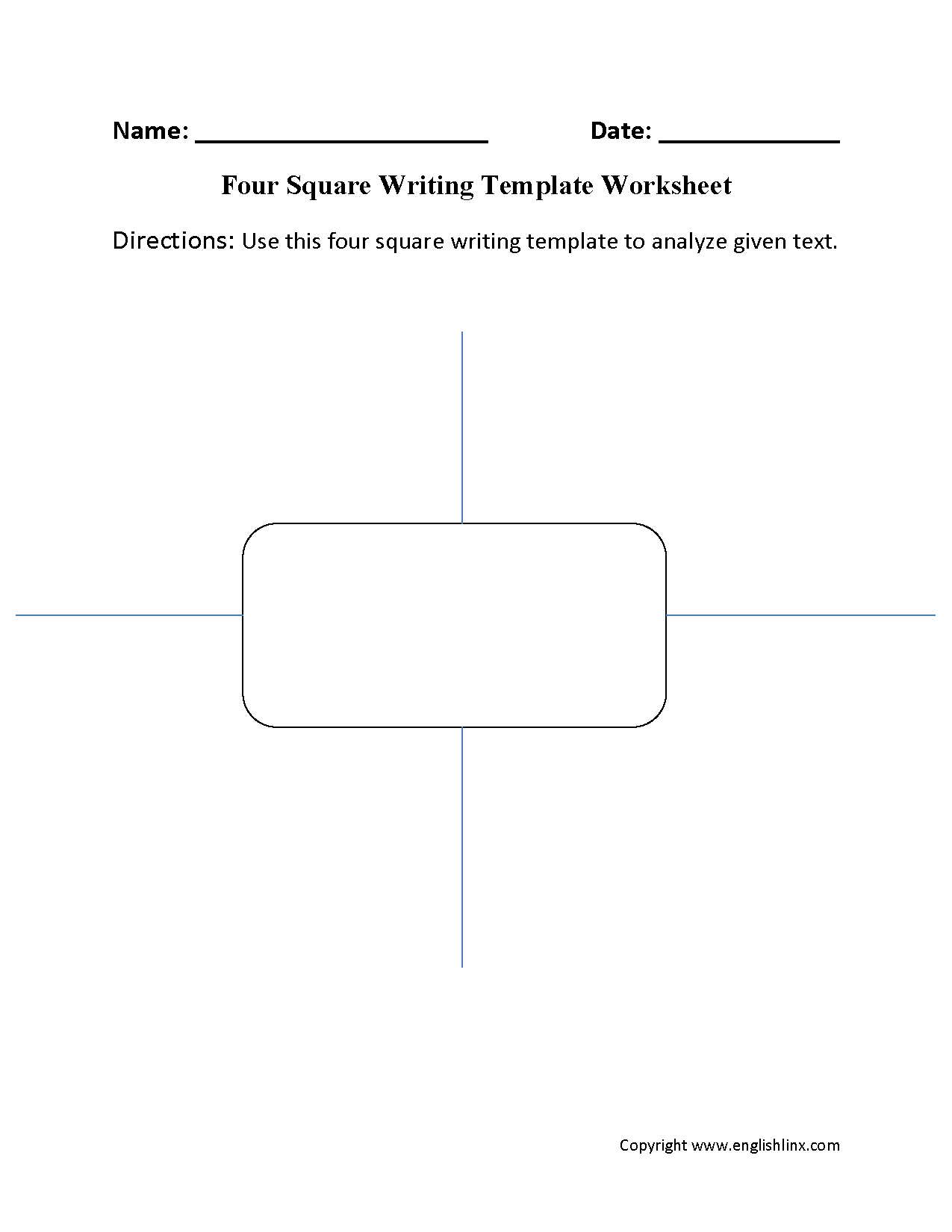 Writing Worksheets | Writing Template Worksheets With Regard To Blank Four Square Writing Template