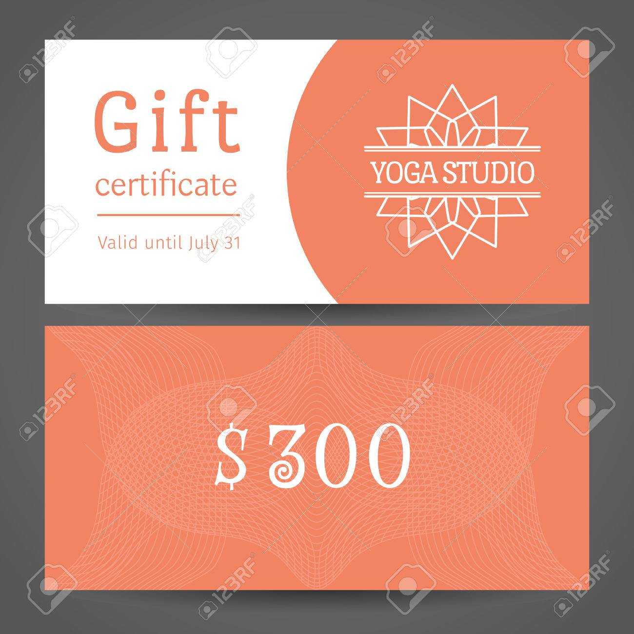 Yoga Ornamental Gift Certificate. Vector Editable Template Include.. With Regard To Yoga Gift Certificate Template Free