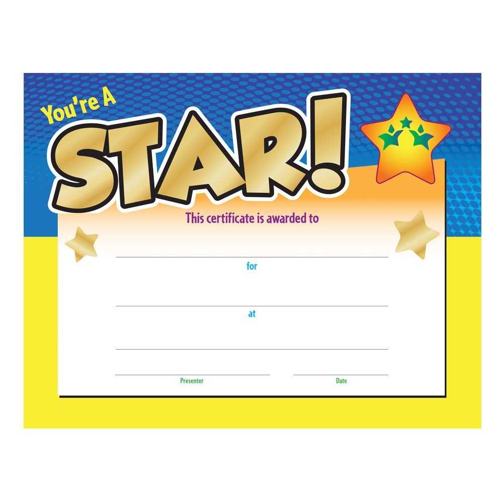 You're A Star! Award Gold Foil Stamped Certificate Inside Star Certificate Templates Free