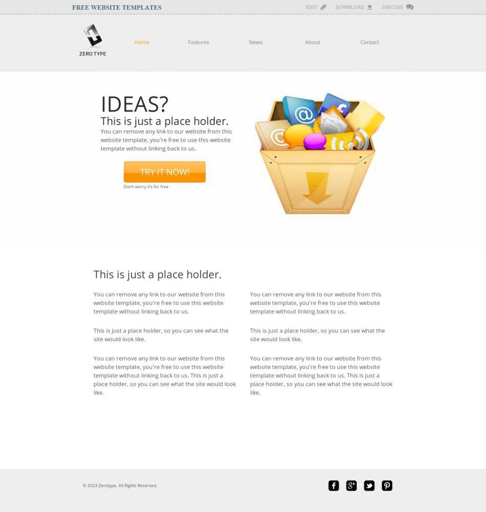 Zerotype A Blank Canvas Template – Web Template » All Free With Blank Food Web Template