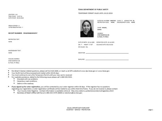 Texas Temp Driver’s Permit, Template, Printable, Temporary – Texas Id Card Template | Image 2